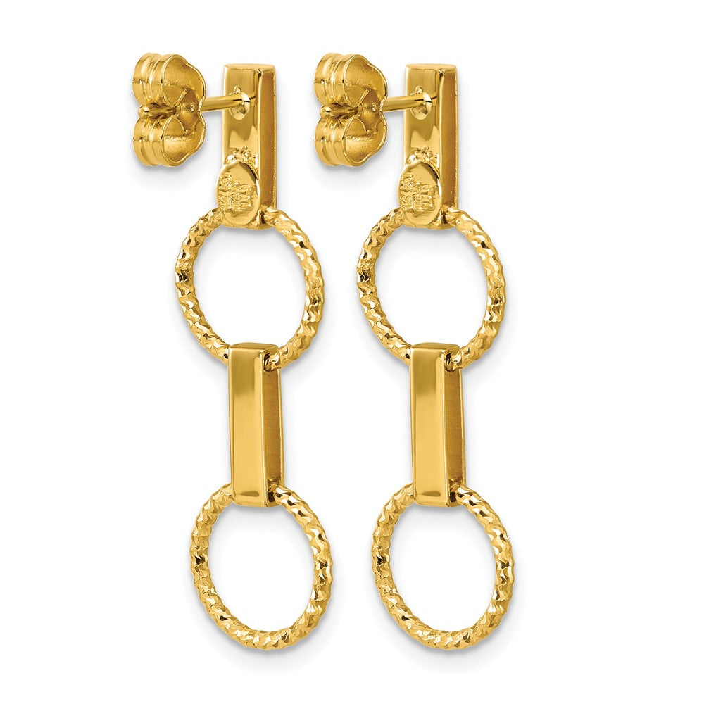Polished and Diamond-cut Circle Dangle Post Earrings