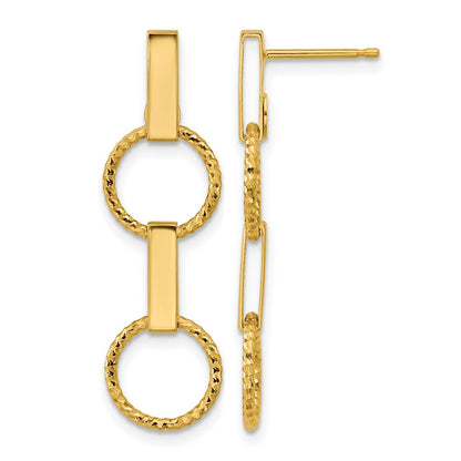 Polished and Diamond-cut Circle Dangle Post Earrings