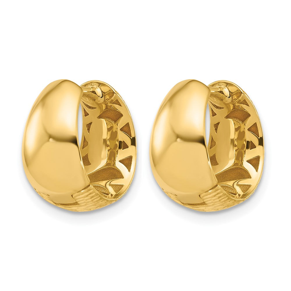 Polished and Diamond-cut Huggie Hoop Earrings - 15mm