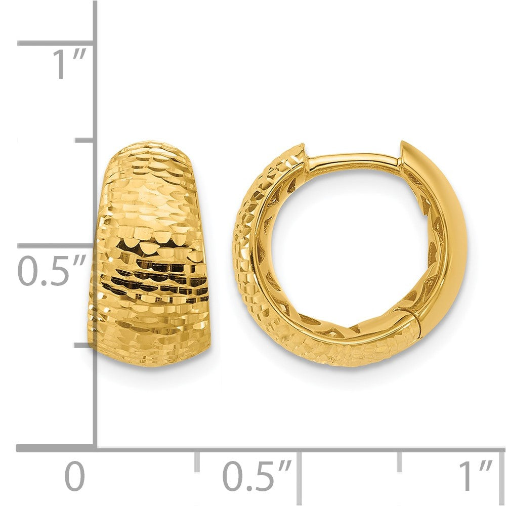 Polished and Diamond-cut Huggie Hoop Earrings - 15mm