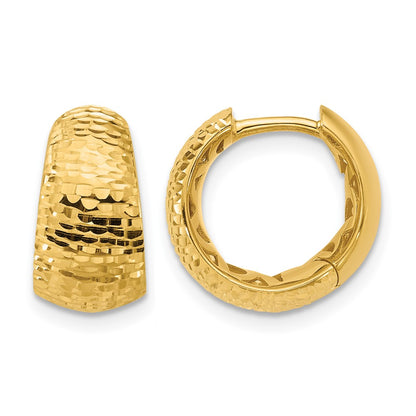 Polished and Diamond-cut Huggie Hoop Earrings - 15mm