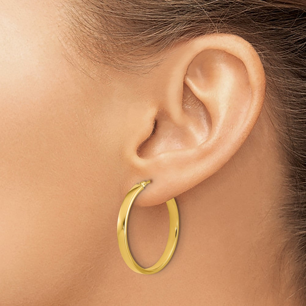 Polished Square Tube Round Hoop Earrings