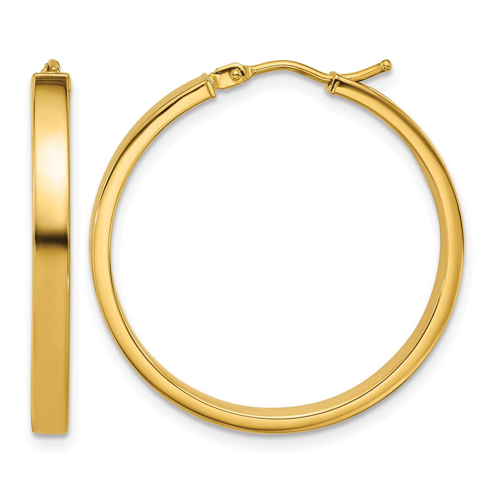 Polished Square Tube Round Hoop Earrings
