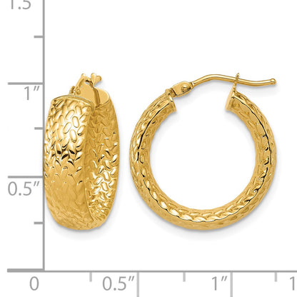 Polished Weave Design Round Hoop Earrings - 2.43g