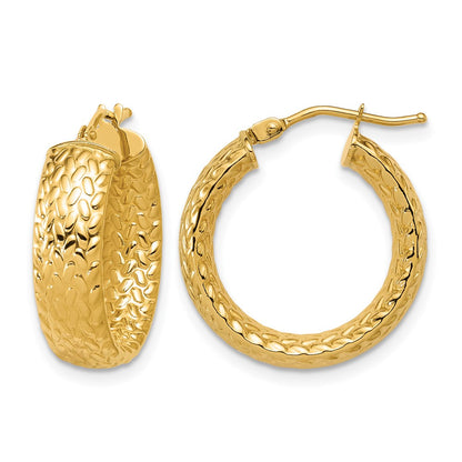 Polished Weave Design Round Hoop Earrings - 2.43g
