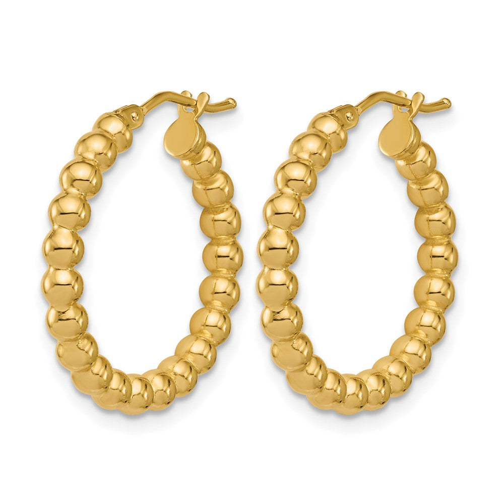 Polished Beaded Round Hoop Earrings - 2.15g