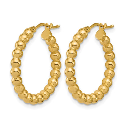 Polished Beaded Round Hoop Earrings - 2.15g