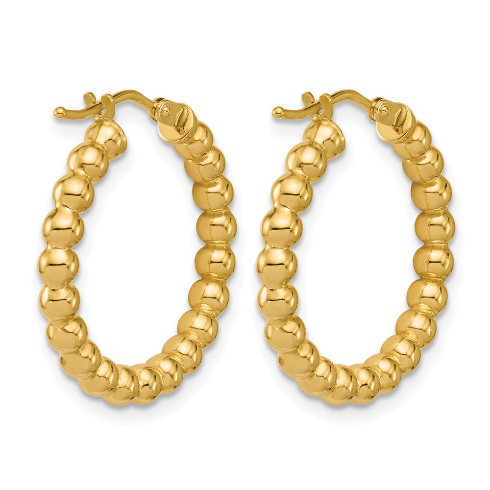 Polished Beaded Round Hoop Earrings - 2.15g