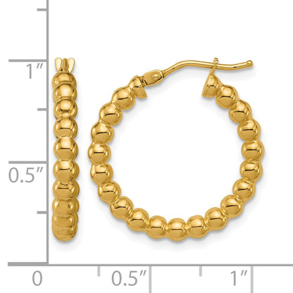 Polished Beaded Round Hoop Earrings - 2.15g