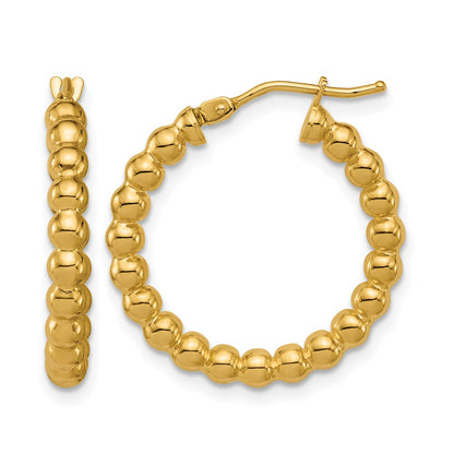 Polished Beaded Round Hoop Earrings - 2.15g