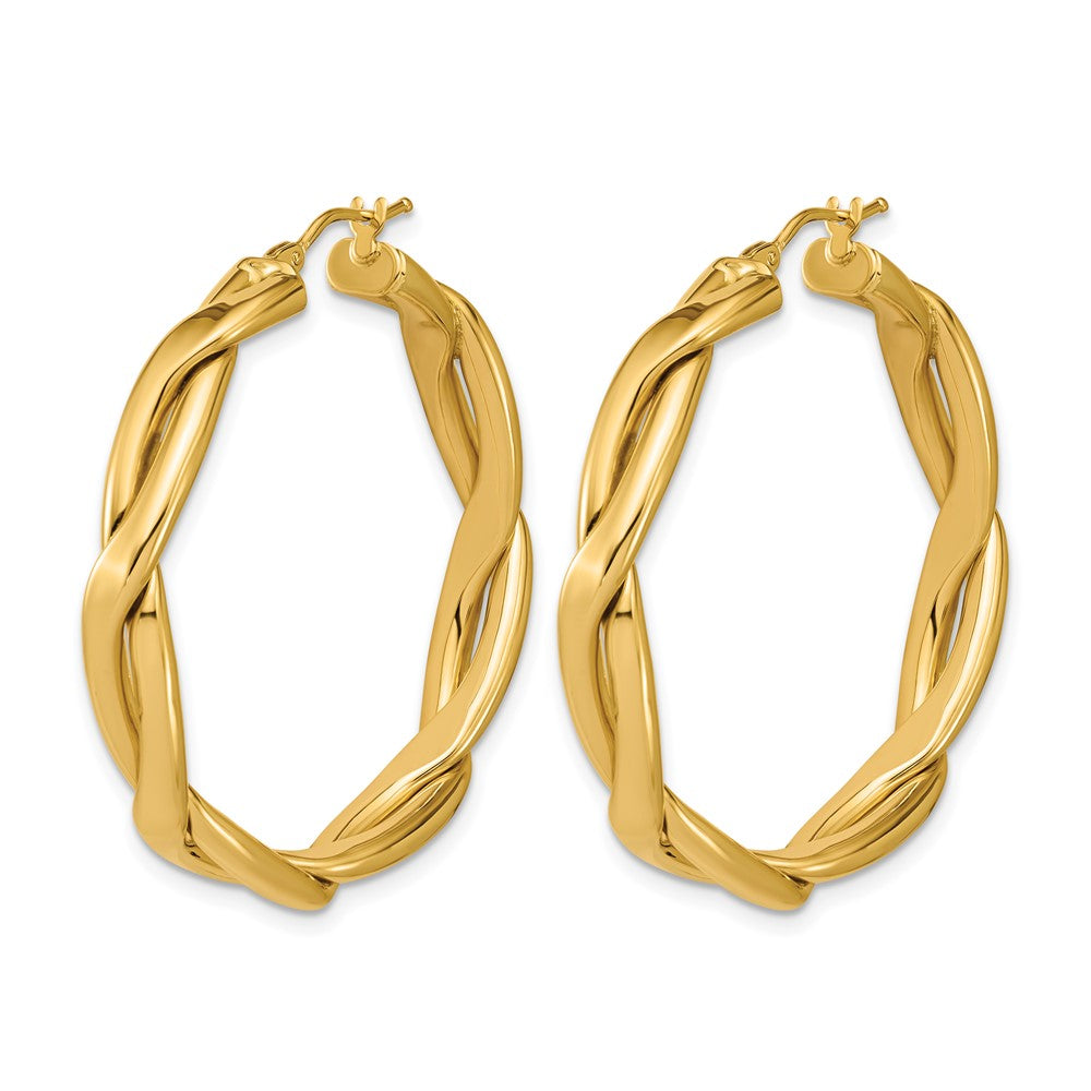 Polished Fancy Twist Round Hoop Earrings - 5.71g