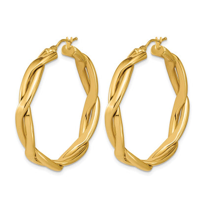 Polished Fancy Twist Round Hoop Earrings - 5.71g