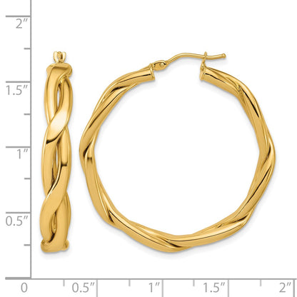 Polished Fancy Twist Round Hoop Earrings - 5.71g