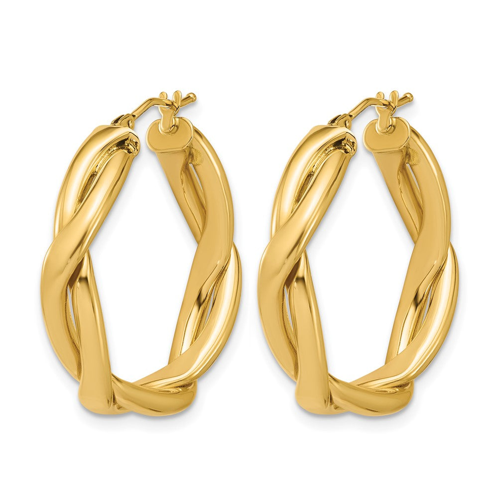 Polished Fancy Twist Round Hoop Earrings - 3.75g
