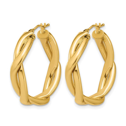 Polished Fancy Twist Round Hoop Earrings - 3.75g