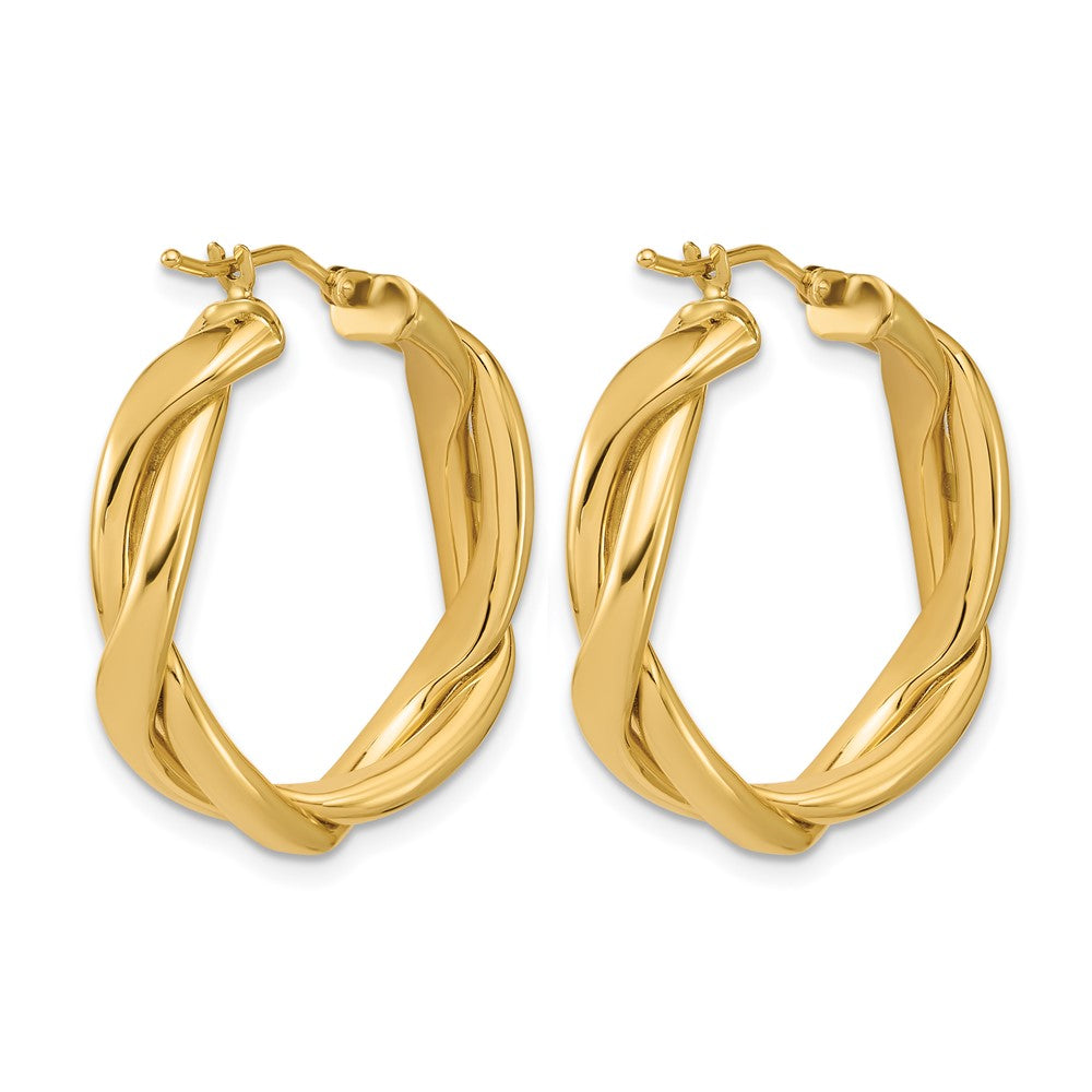 Polished Fancy Twist Round Hoop Earrings - 3.75g