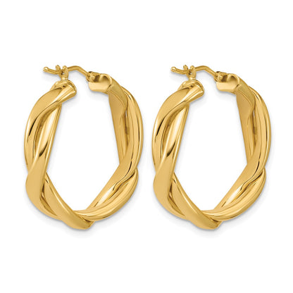 Polished Fancy Twist Round Hoop Earrings - 3.75g