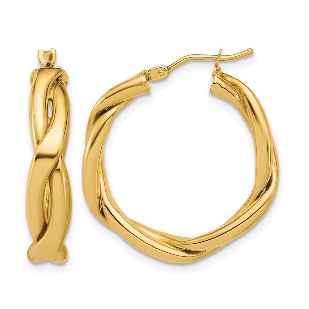 Polished Fancy Twist Round Hoop Earrings - 3.75g