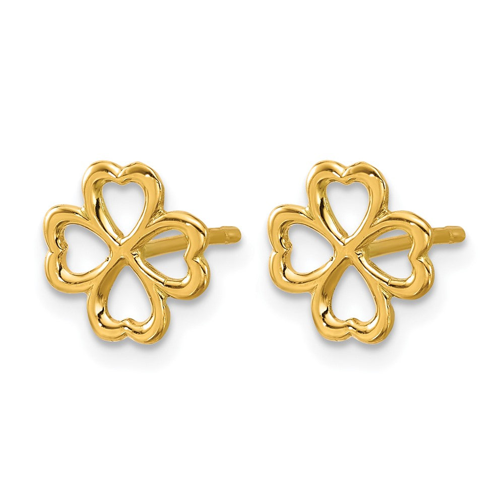 Polished 4-Leaf Clover Post Earrings