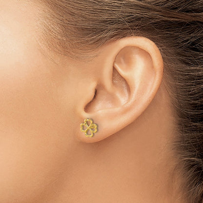 Polished 4-Leaf Clover Post Earrings