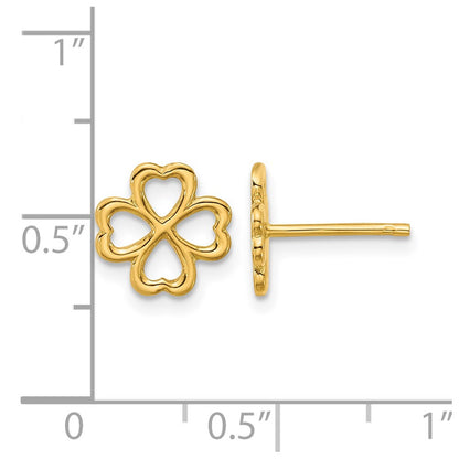 Polished 4-Leaf Clover Post Earrings