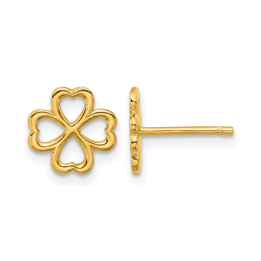 Polished 4-Leaf Clover Post Earrings