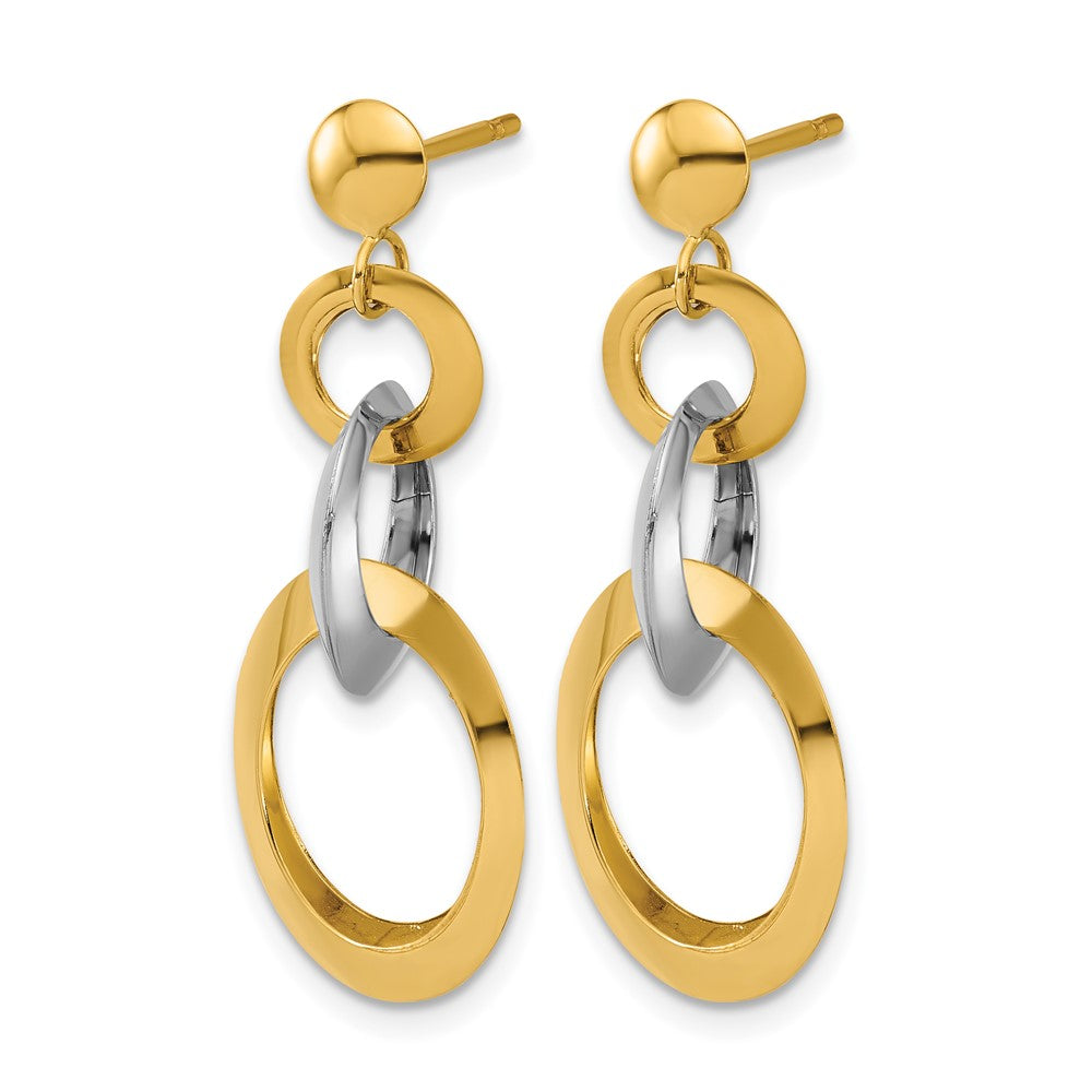 Polished Circle Link Dangle Post Earrings - 17mm