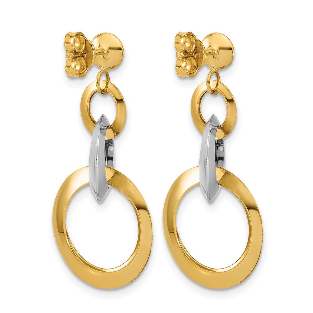 Polished Circle Link Dangle Post Earrings - 17mm