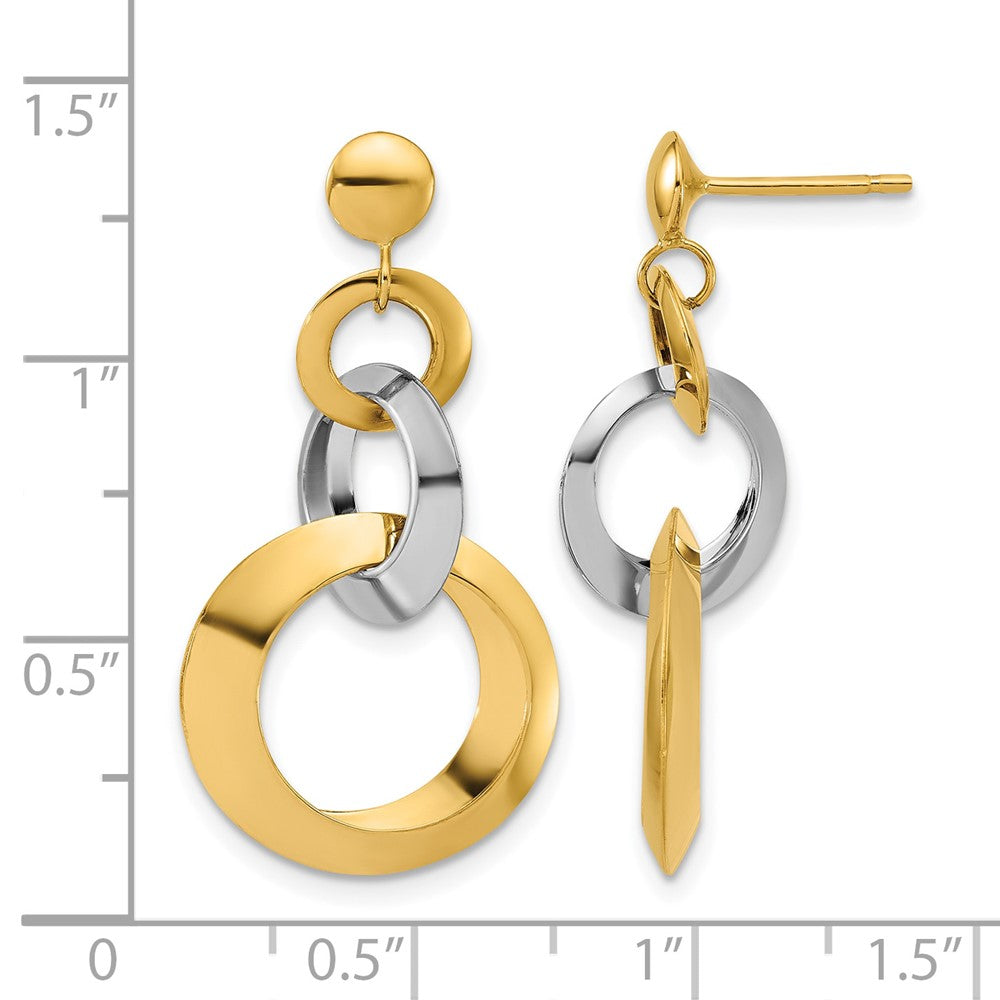 Polished Circle Link Dangle Post Earrings - 17mm