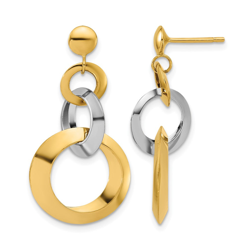 Polished Circle Link Dangle Post Earrings - 17mm