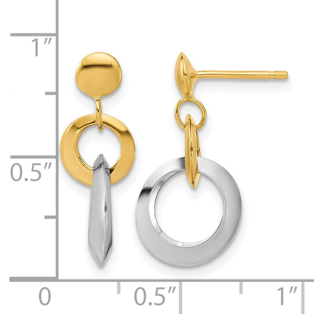 Polished Circle Link Dangle Post Earrings - 11.75mm