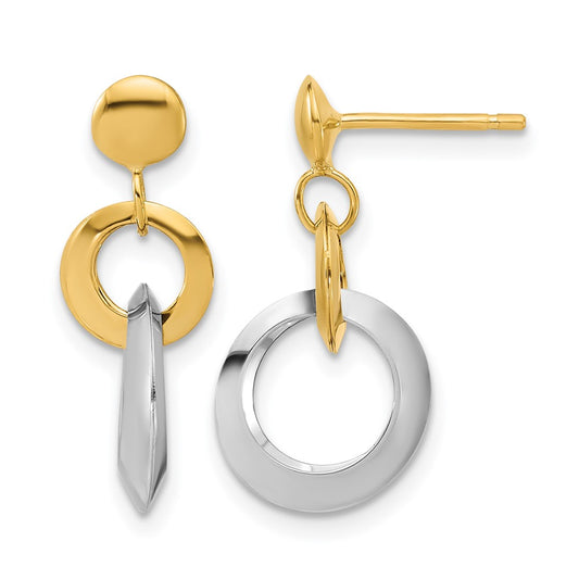 Polished Circle Link Dangle Post Earrings - 11.75mm