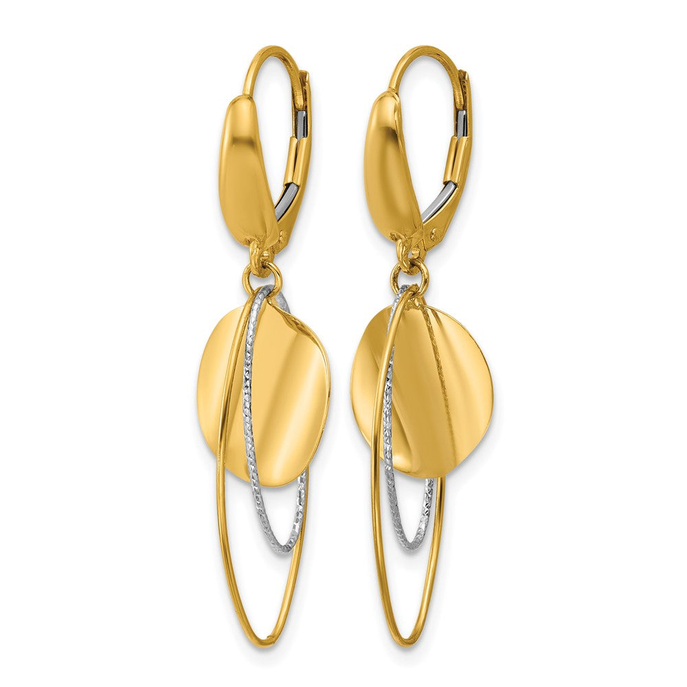 Polished / Dia-cut Dangle Leverback Earrings - 14.5mm