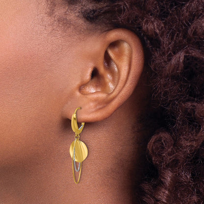 Polished / Dia-cut Dangle Leverback Earrings - 14.5mm