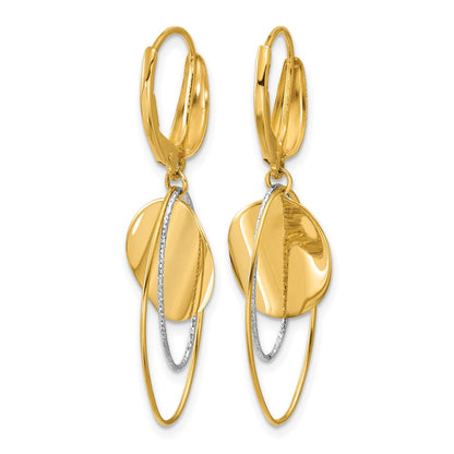 Polished / Dia-cut Dangle Leverback Earrings - 14.5mm