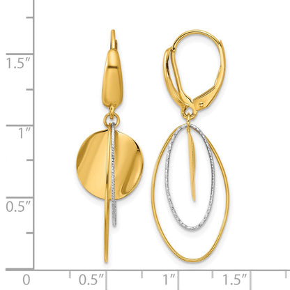Polished / Dia-cut Dangle Leverback Earrings - 14.5mm