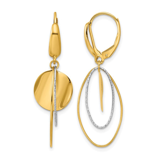 Polished / Dia-cut Dangle Leverback Earrings - 14.5mm