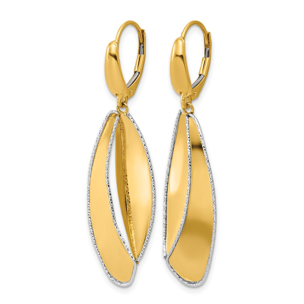 Polished / Dia-cut Dangle Leverback Earrings - 13.8mm