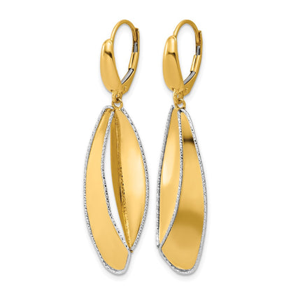 Polished / Dia-cut Dangle Leverback Earrings - 13.8mm