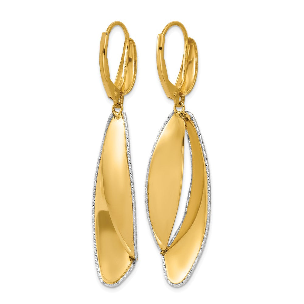 Polished / Dia-cut Dangle Leverback Earrings - 13.8mm