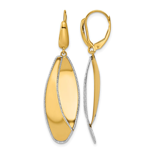 Polished / Dia-cut Dangle Leverback Earrings - 13.8mm