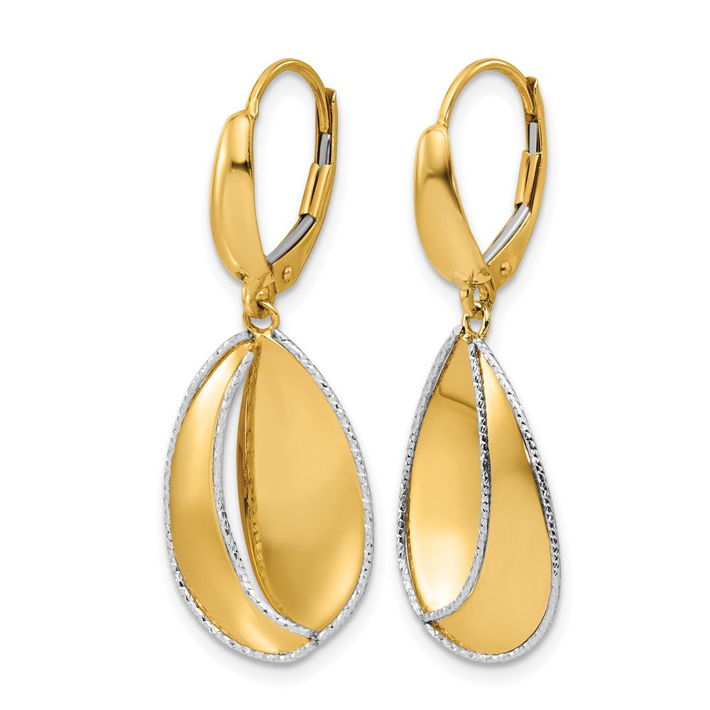 Polished / Dia-cut Dangle Leverback Earrings - 14.8mm