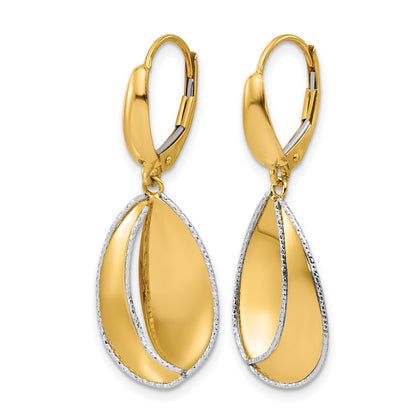 Polished / Dia-cut Dangle Leverback Earrings - 14.8mm