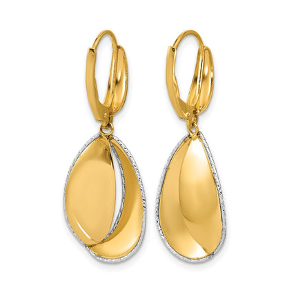 Polished / Dia-cut Dangle Leverback Earrings - 14.8mm