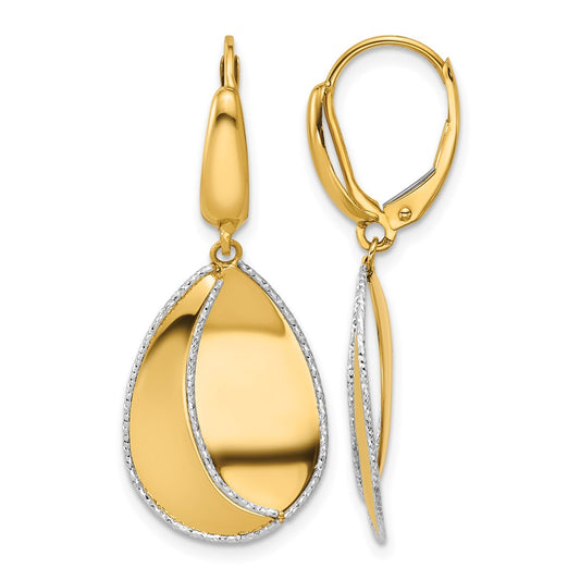 Polished / Dia-cut Dangle Leverback Earrings - 14.8mm