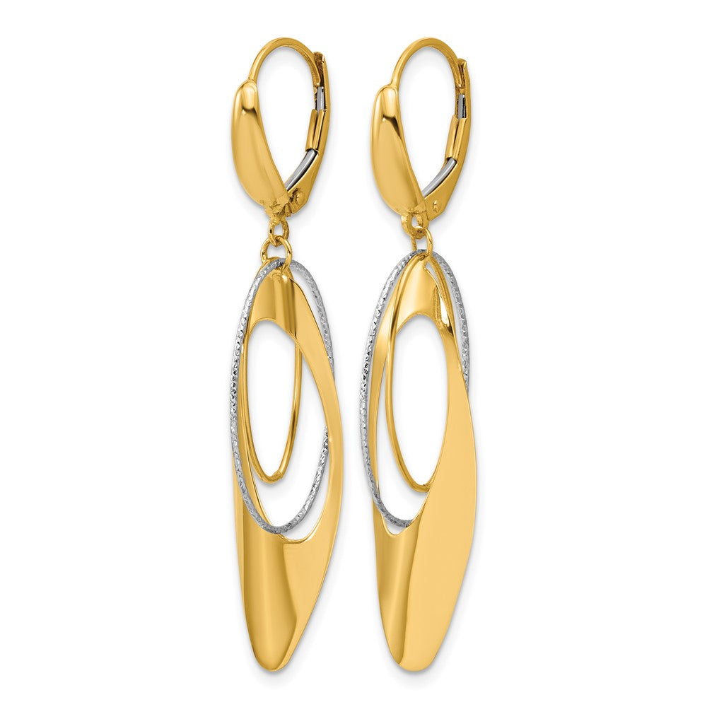 Polished / Dia-cut Dangle Leverback Earrings - 11.75mm