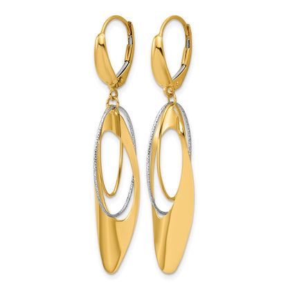 Polished / Dia-cut Dangle Leverback Earrings - 11.75mm