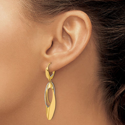 Polished / Dia-cut Dangle Leverback Earrings - 11.75mm