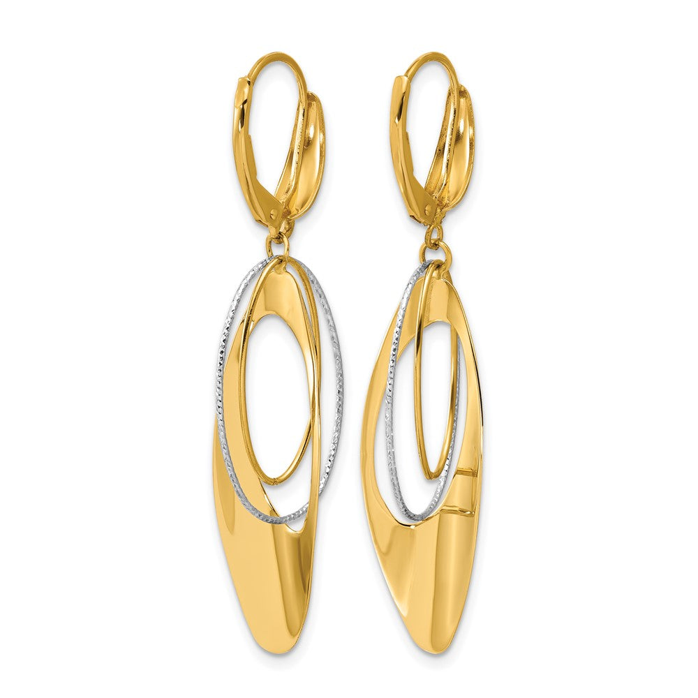 Polished / Dia-cut Dangle Leverback Earrings - 11.75mm