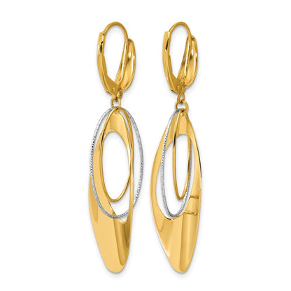 Polished / Dia-cut Dangle Leverback Earrings - 11.75mm